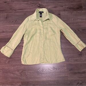 Mercer & Madison linen button up shirt lime green